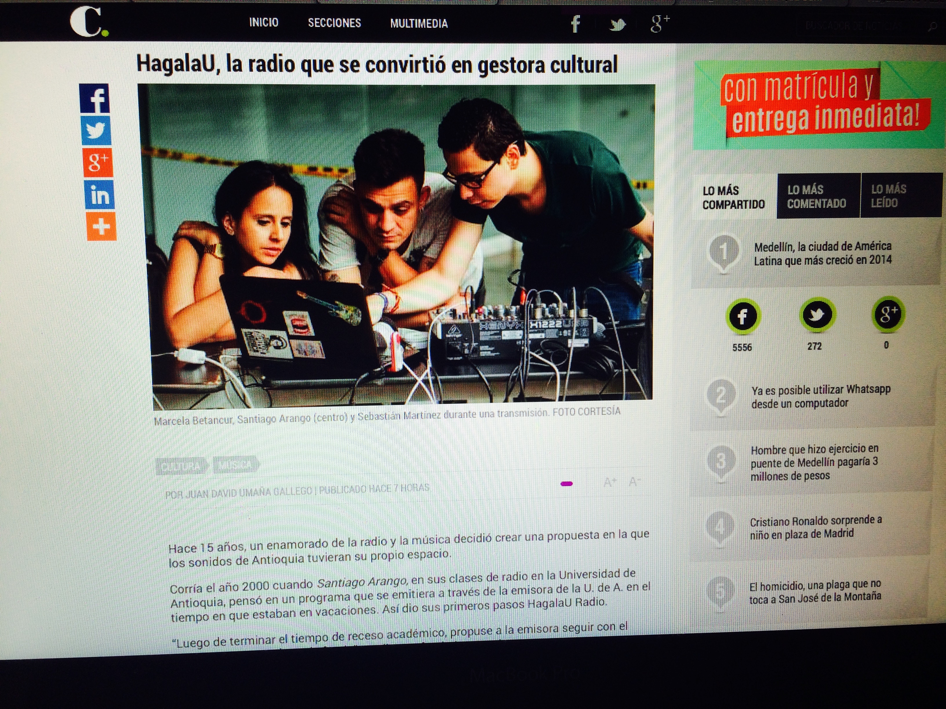 "HagalaU, la radio que se convirtió en gestora cultural": periódico El colombiano