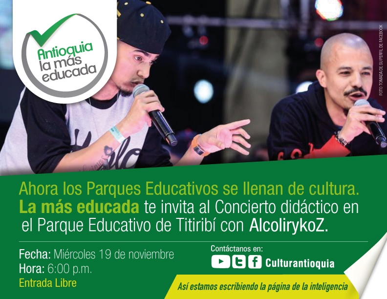 AlcolirykoZ abre recorridos por Parques Educativos de Antioquia