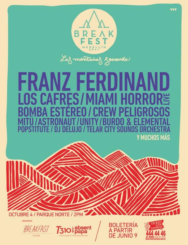 Franz Ferdinand estará en Medellín.  Llega el #Breakfest2014